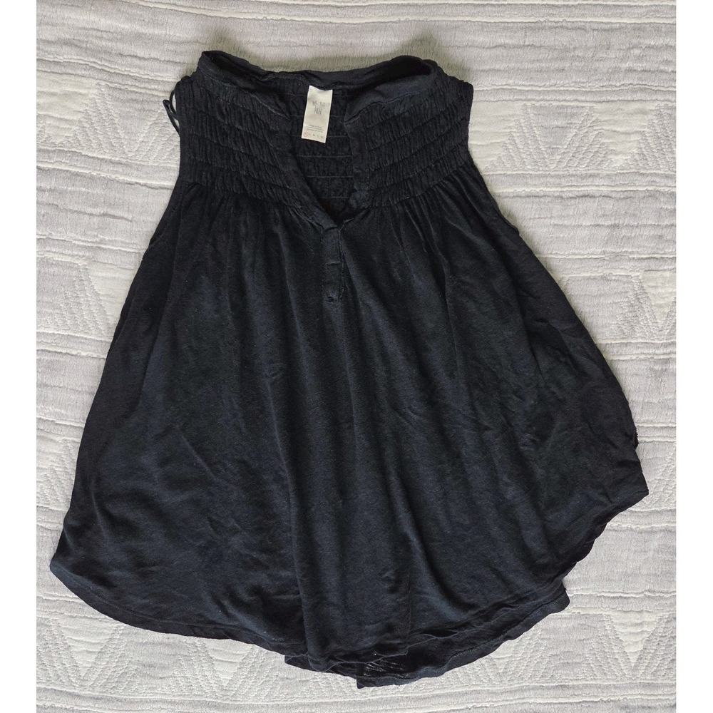 We The Free Women's Size XS Black Flowy V-Neck Tank Top 100% Cotton‎